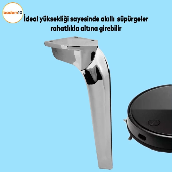 Repla Lüks Mobilya Kanepe Tv Ünitesi Koltuk Ayağı 23 Cm Parlak Krom Konsol Ayakları - 2