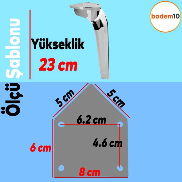 Repla Lüks Mobilya Kanepe Tv Ünitesi Koltuk Ayağı 23 Cm Parlak Krom Konsol Ayakları - 4