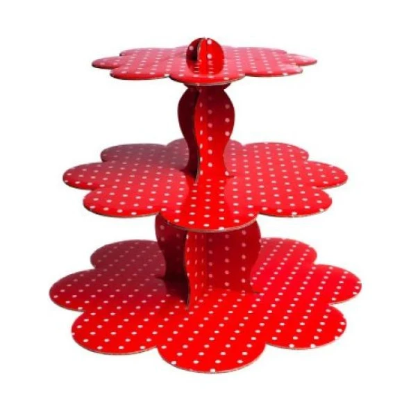 MYEBI KARTON CUPCAKE STANDI KIRMIZI PUANTİYE