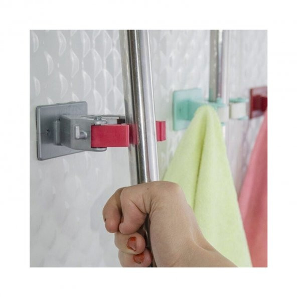 3 Adet - Paspas Süpürge Fırça Ve Mop Askısı Sap Tutucu Mutfak Banyo Askı Pratik Duvar Askı Aparatı - 3