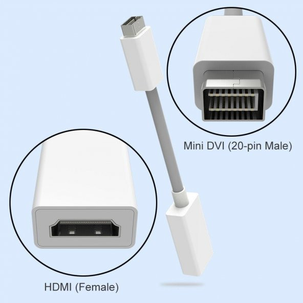 Mini DVI To Dişi HDMI Çevirici Dönüştürücü Kablo Adaptörü - 4