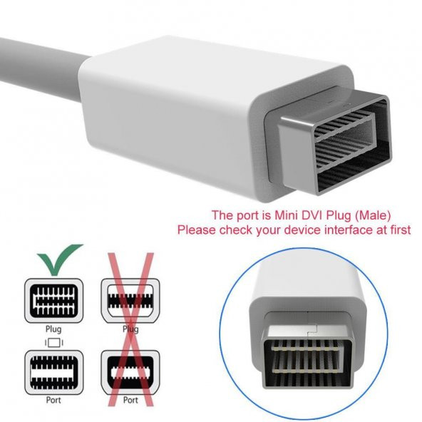 Mini DVI To Dişi HDMI Çevirici Dönüştürücü Kablo Adaptörü - 6