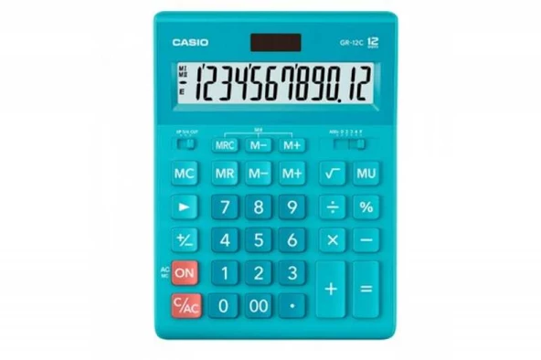 Casio GR-12C-LB 12 Hane Mavi Masa Üstü Hesap Makinesi