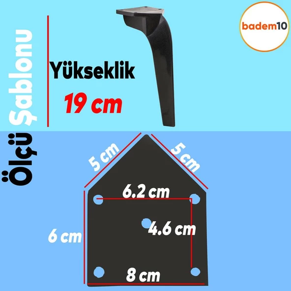Repla Lüks Mobilya Kanepe Tv Ünitesi Konsol Koltuk Ayağı 19 Cm Siyah Ayakları - 4