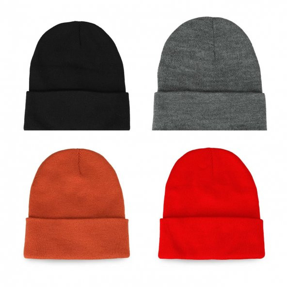 Erkek Bayan Katlamalı Bere Şapka Kışlık Unisex - 12