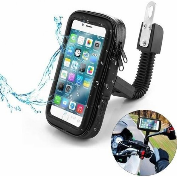Motosiklet Bisiklet Su Geçirmez Telefon Tutucu Çanta Ayna Uyumlu - 2