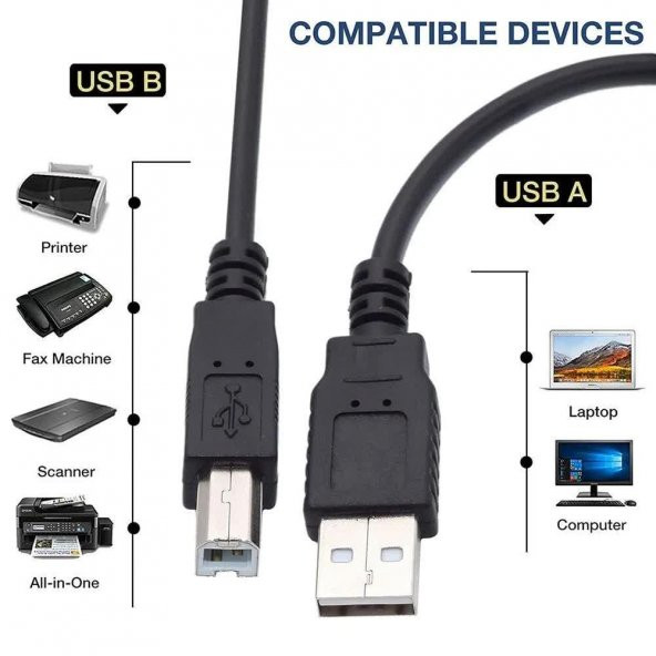 USB Girişli Yazıcı Printer 5 mt Ara Bağlantı Kablosu - 5