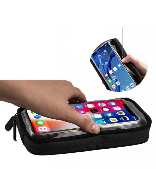 Motosiklet Bisiklet Su Geçirmez Telefon Tutucu Çanta Ayna Uyumlu - 10