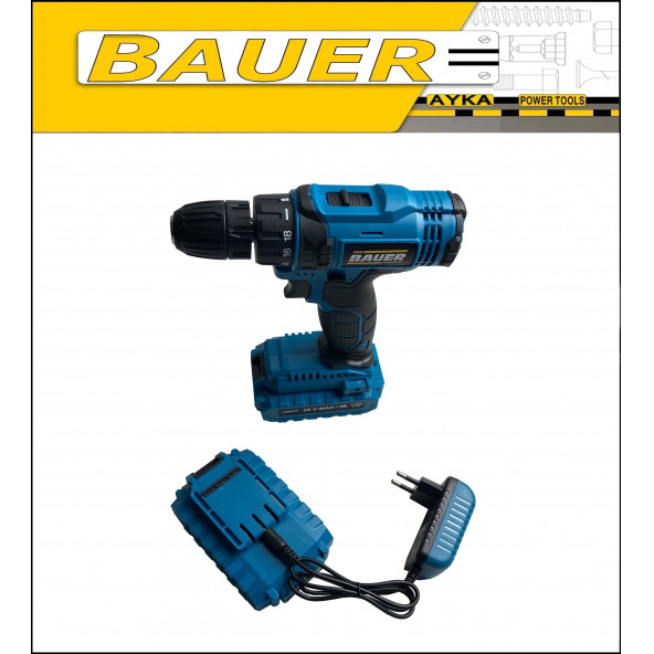 Bauer 58 V 6 Ah Metal Dişli Şanzuman Çift Akülü Şarjlı Vidalama Matkap