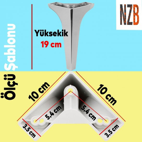 Lüks Mobilya Kanepe Sehpa TV Ünitesi Koltuk Ayağı 19 cm Parlak Krom Baza Ayak - 3