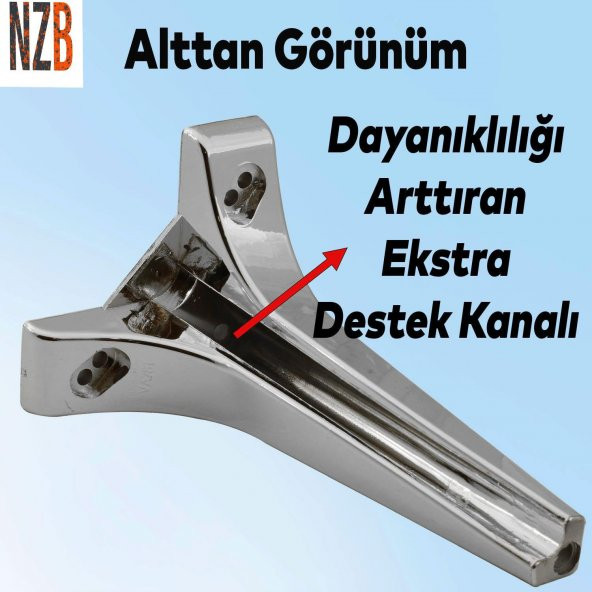 Lüks Mobilya Kanepe Sehpa TV Ünitesi Koltuk Ayağı 19 cm Parlak Krom Baza Ayak - 5