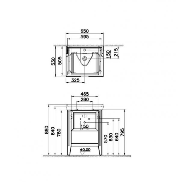 Vitra Valarte 65 cm Gri Banyo Dolabı Alt Modül ve Lavabo 62178 - Resim 2