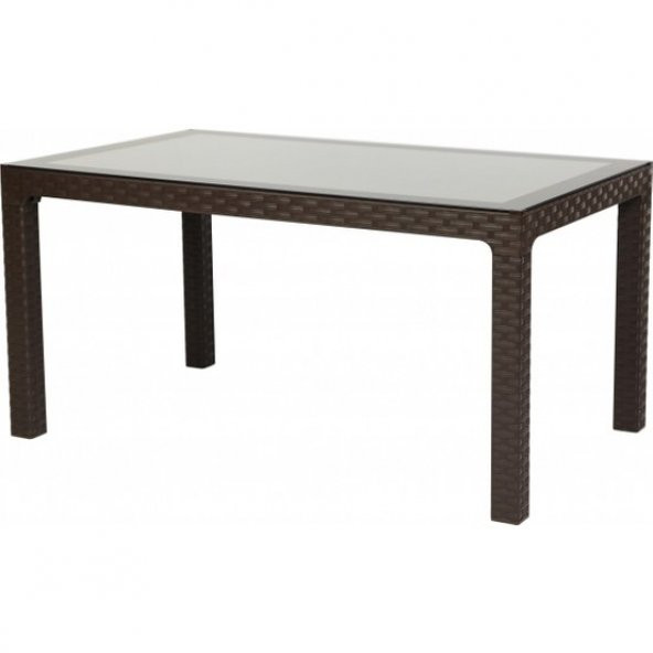 Arizona 90 x 150 Rattan Masa (Camlı)