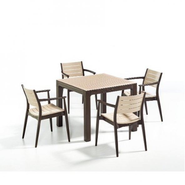 NOVUSSİ REGNUM 4 Sandalye 90x90 CAMLI  Masa & Sandalye Takımı