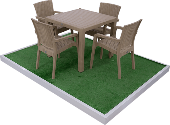 Yemek Masası  4 Adet Rattan Sandalye 90X90 Masa Camlı  4 Minder