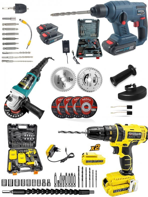 Akülü darbeli Delici Hilti Akülü Vidalama Şarjlı Matkap -Taşlama  3 lü Set