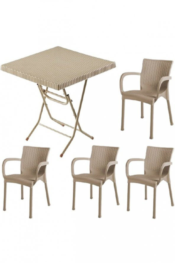 DOGANT  ADA  80X80 RATTAN BALKON VE BAHCE TAKIMI  4 KOLTUK 4 MINDER