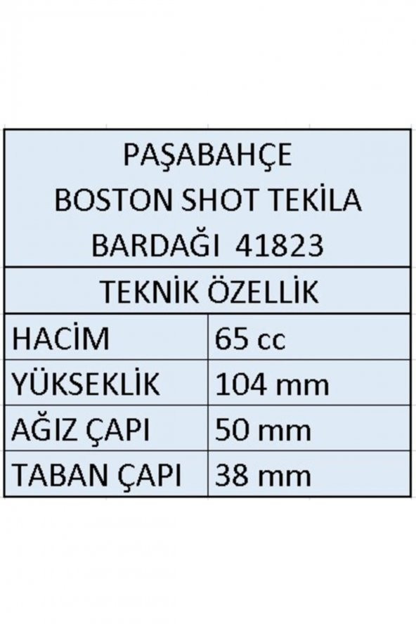 41823 Boston Shots Tekila Bardağı 65cc - 12 Adet