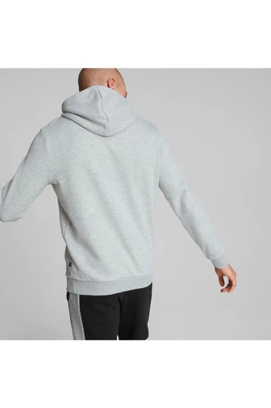Puma Ess+ 2 Col Big Logo Hoodie FL Erkek Sweatshirt Gri - 5