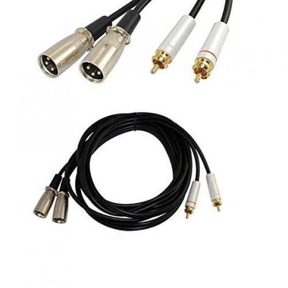 2x RCA Erkek - 2x XLR Erkek Kaliteli Kablo 1.5 Metre