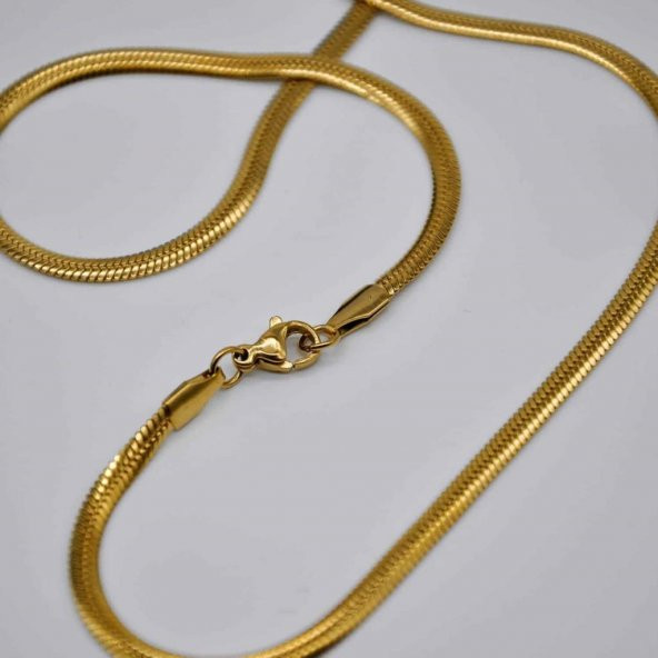 Kolye İtalyan İnce Yassı 3 mm Paslanmaz Çelik 316 Kolye Kadın Erkek Unisex - 4