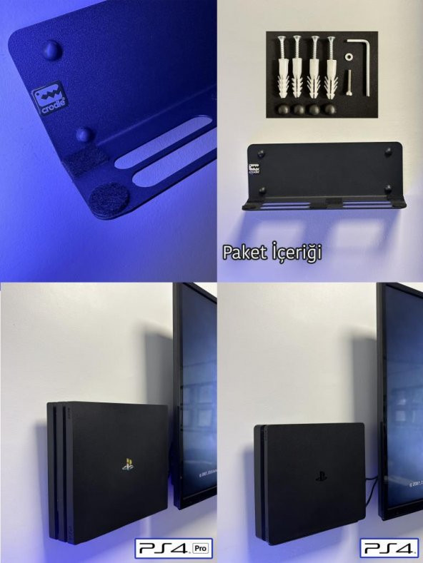 Playstation 4 Duvar Standı Yerden Tasarruf Rahat Hava Akışı Gaming Aksesuar Konsol Tutacağı - 2