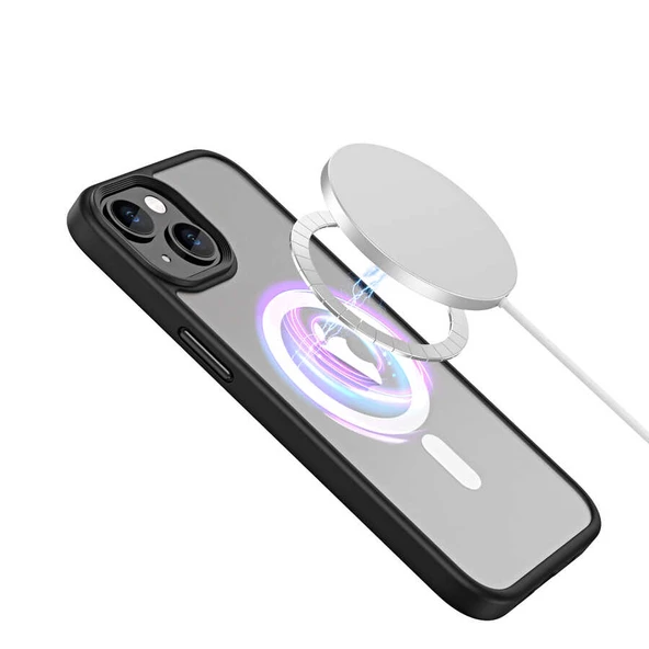 Vendas iPhone 14 Uyumlu ( iPhone 14 ) Hibrit Serisi Wireless Şarj Özellikli Magic Magsafe Kılıf - 12