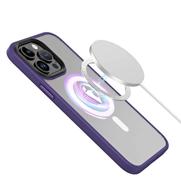 Vendas iPhone 13 Pro Uyumlu (13 Pro) Hibrit Serisi Wireless Şarj Özellikli Magic Magsafe Kılıf - 11
