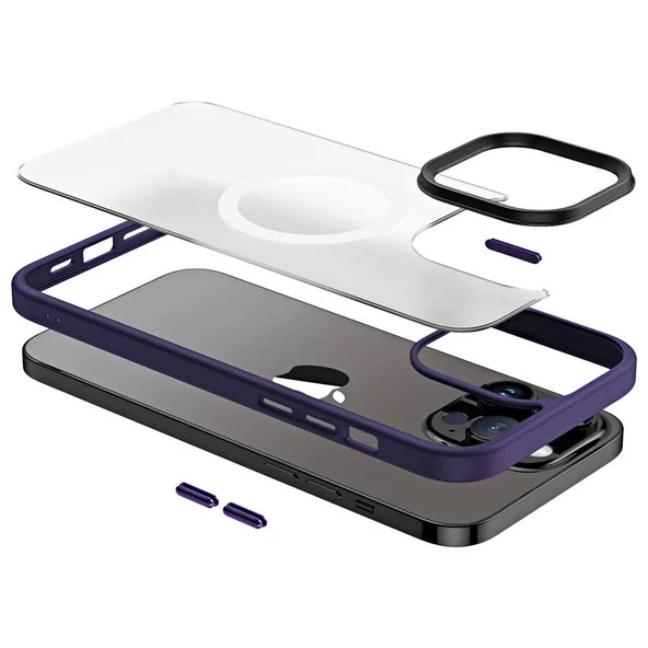 Vendas iPhone 13 Pro Uyumlu (13 Pro) Hibrit Serisi Wireless Şarj Özellikli Magic Magsafe Kılıf - 9