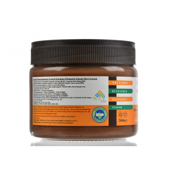 ORGANİK KETOJENİK HAM KAKAOLU FINDIK EZMESİ - 260g AKIŞKAN - 2