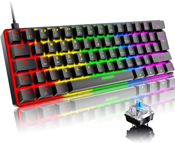 T60 Siyah Blue Switch Türkçe Q Gaming Typ-C Oyuncu Klavyesi