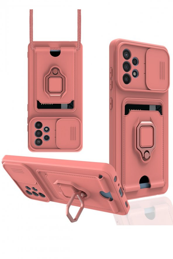 Samsung Galaxy A72 Kılıf Zuma Kartvizitli İpli Silikon Kılıf - Resim 5