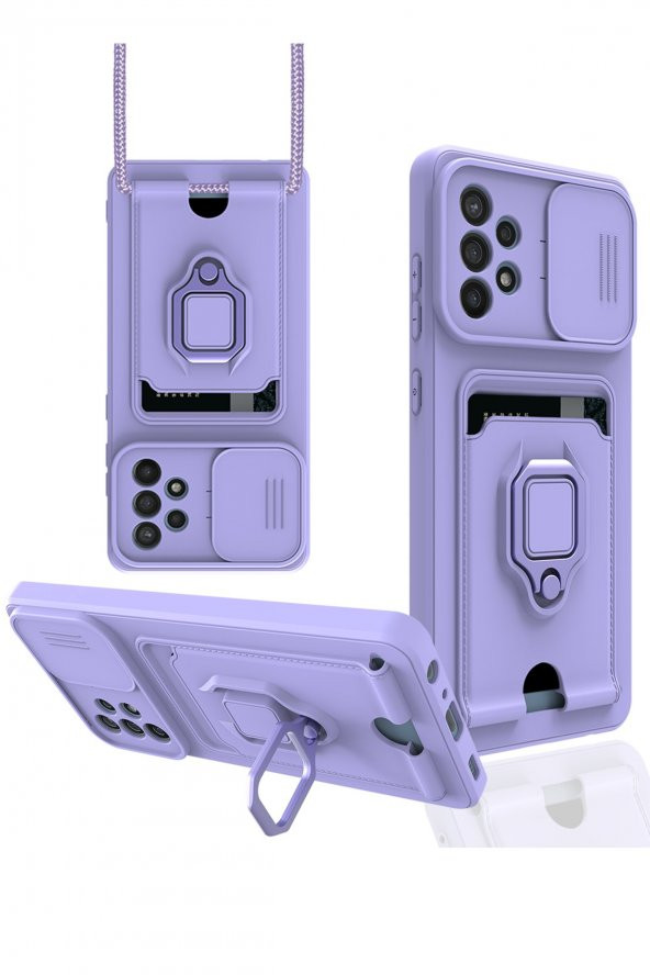 Samsung Galaxy A72 Kılıf Zuma Kartvizitli İpli Silikon Kılıf - Resim 6