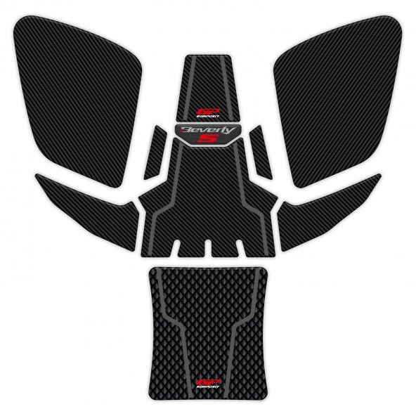 GP Kompozit Piaggio Beverly 400 S 2021-2023 Uyumlu Tank Pad Seti Karbon - 2
