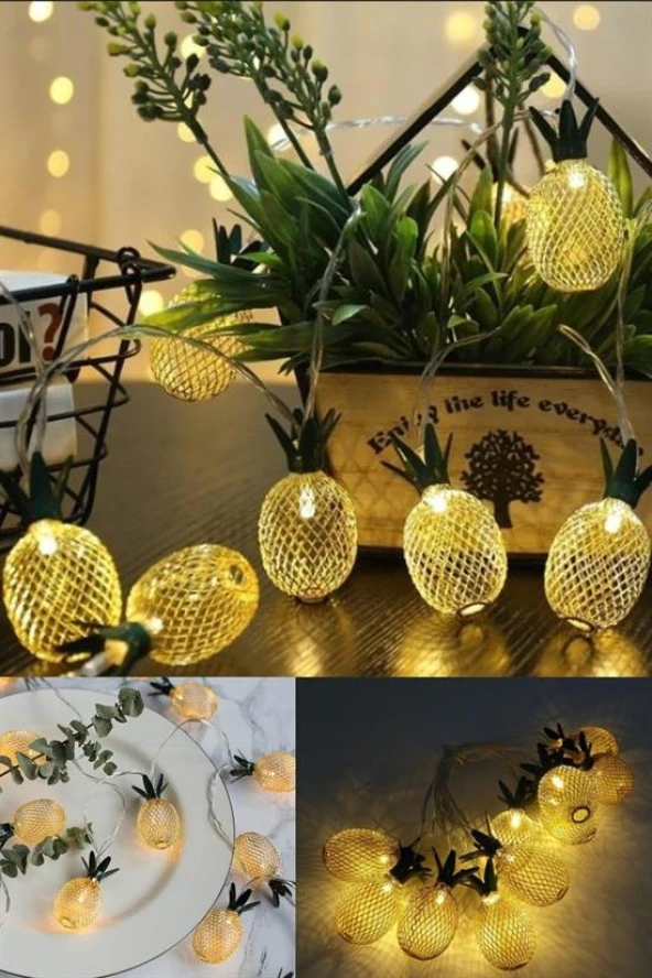nefertiya Dekoratif Pilli Pineapple Ananas Pilli Şerit Led Işık (1 Metre)
