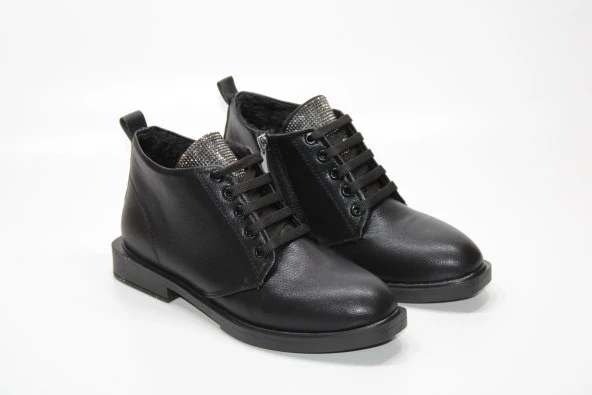 CASSO KAUÇUK KAYMAZ TABAN BAĞCIKLI FERMUARLI TAŞ DETAY KADIN GÜNLÜK BİLEK BOY BOT - 7