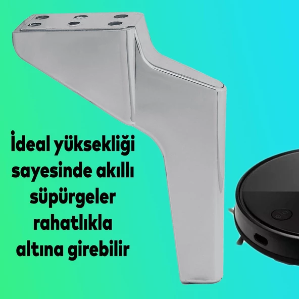 Logan Lüks Mobilya Kanepe Sehpa Tv Ünitesi Koltuk Ayağı 16 Cm Krom Baza Ayakları - Resim 4