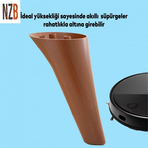 Lüks Mobilya Kanepe Sehpa TV Ünitesi Koltuk Ayağı 18 cm Kahverengi Ahşap Desenli Baza Ayak - 5