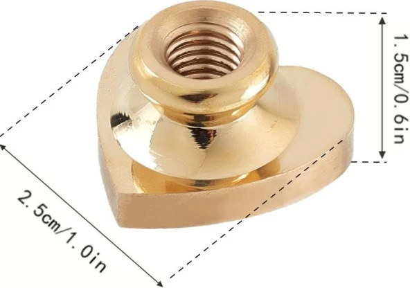 Boş Mum Mühür Pirinç Damga Başlığı Kalp Şekilli 25x22mm - Resim 2