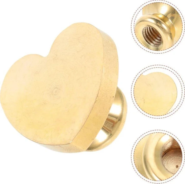Boş Mum Mühür Pirinç Damga Başlığı Kalp Şekilli 25x22mm - Resim 3