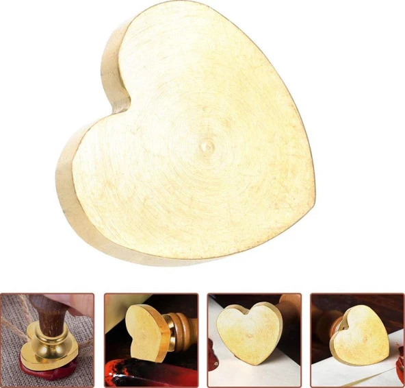 Boş Mum Mühür Pirinç Damga Başlığı Kalp Şekilli 25x22mm - Resim 4