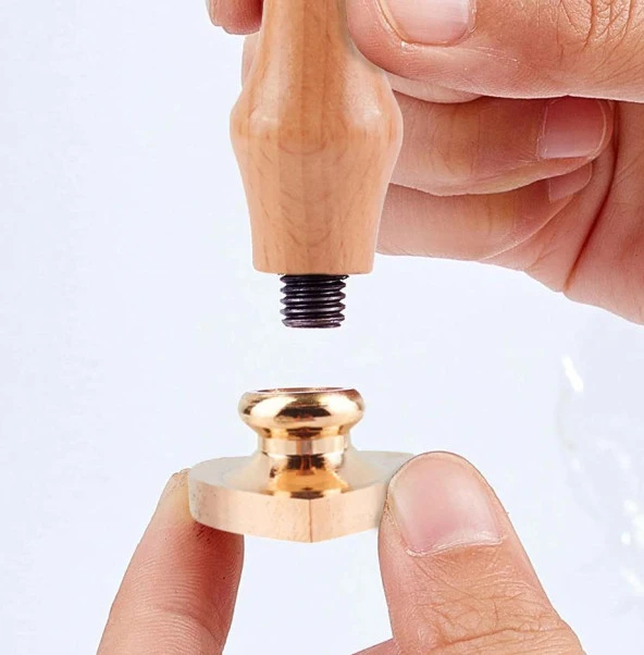 Boş Mum Mühür Pirinç Damga Başlığı Kalp Şekilli 25x22mm - Resim 8