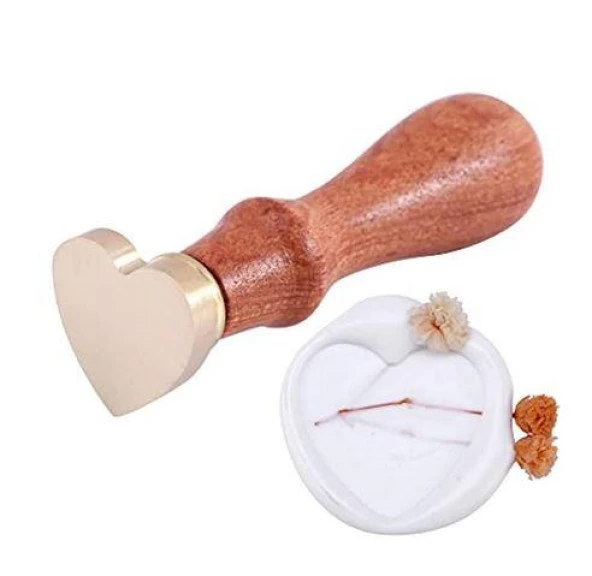 Boş Mum Mühür Pirinç Damga Başlığı Kalp Şekilli 25x22mm - Resim 10