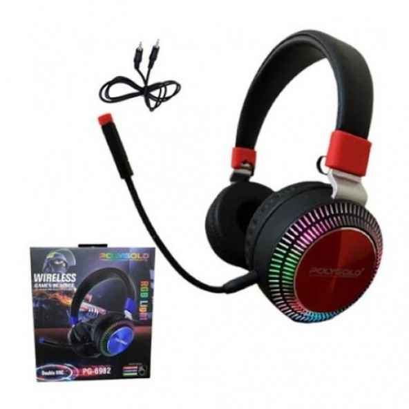 PG-6982 IŞIKLI HEM WİRELESS VE HEM KABLOLU OYUNCU PORTATİF KULAKLIK - 3