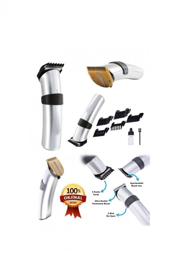 609 Profesyonel Şarjlı Saç Sakal Kesme Tıraş Makinesi Erkek Tıraş Makine Seti