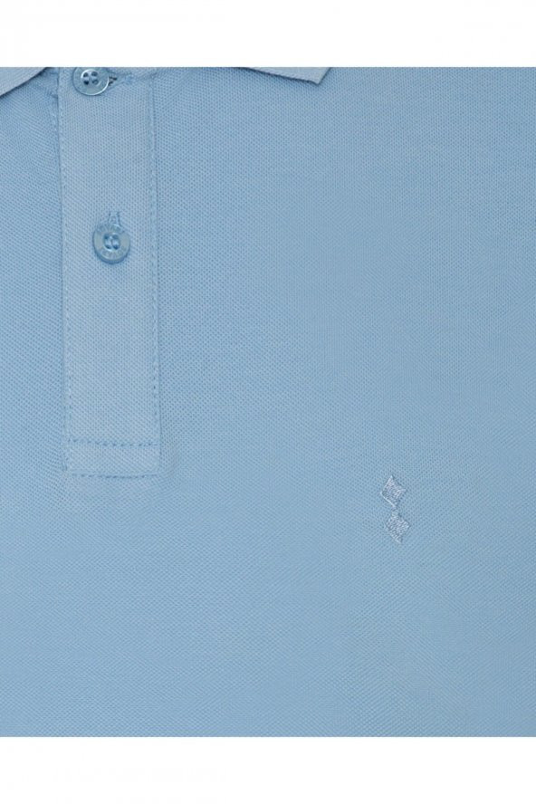 Bol Kesim Polo Yaka Gri Erkek Tişört - Resim 4