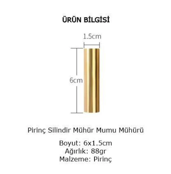 Boş Mum Mühürü Pirinç Silindir Sütun Damga 15x60mm - 11