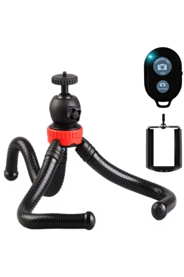 Tripod Esnek Flexible Tripod Telefon Tutucu Ve Bluetooth Kumanda Shutter