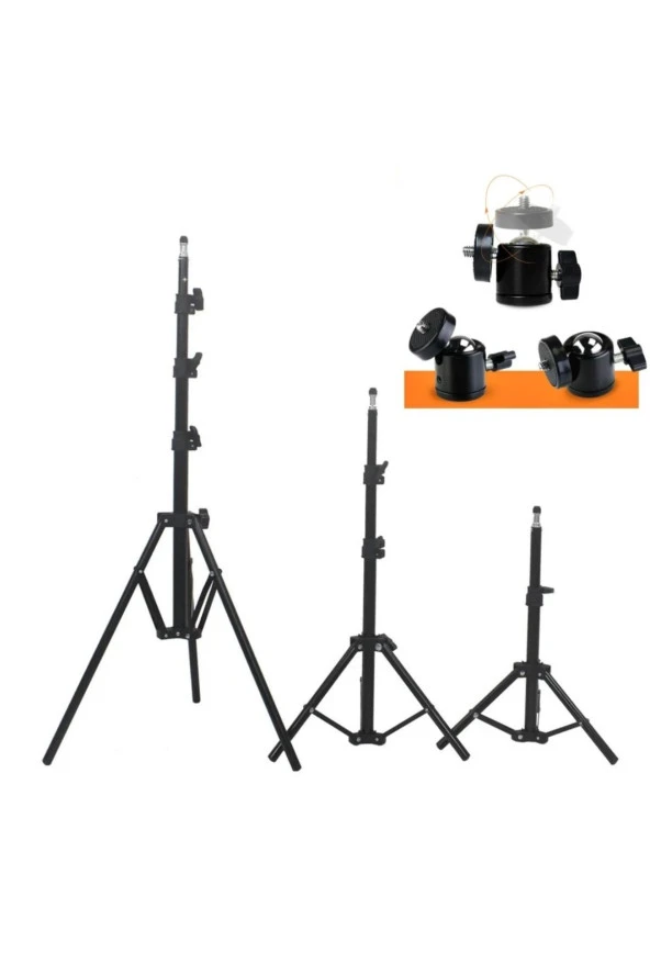 Tripod Ayak Selfie Işığı Ayaklığı Ölçüm Cihazları Için 2 Metre Tripot 3lü Ayak 360 Döner Mafsallı