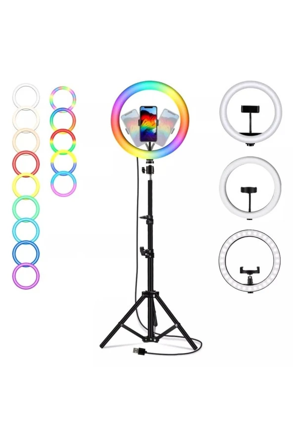 Ring Light Led 10 Inch Rgb Gökkuşağı Efektli Rainbow Ring Led Light